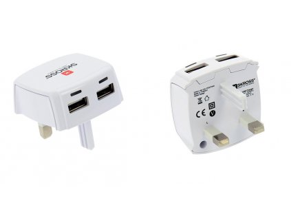 SKROSS USB nabíjací adaptér pre UK, 2100mA, 2x USB výstup