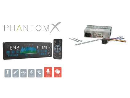Prehrávač "PhantomX" - 1 DIN - 4 x 50 W - ovládanie gestami - BT - MP3 - AUX - USB