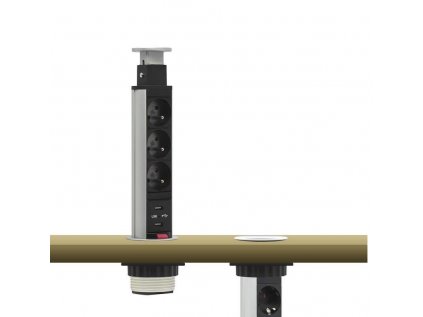 Zásuvka výsuvná 3x250V+2xUSB