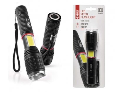 Svietidlo LED kovové, 5W+3W COB na 3x AAA, P3111