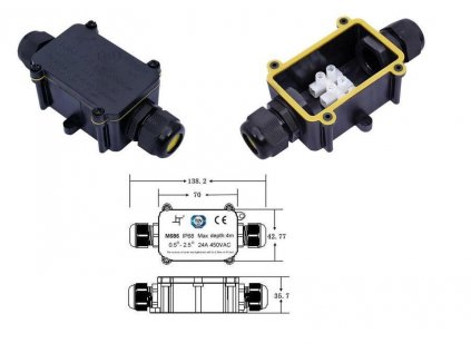 Vode odolná prepojovacia krabička IP68, max 2,5mm