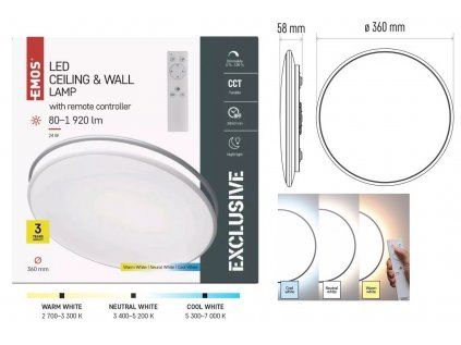 LED prisadené svietidlo, kruhové 24W, stmiev.so zmenou CCT