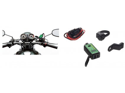 QC USB 3.0 + USB-C nabíjačka s voltmetrom a vypínačom, vodeodolná na riadidlá