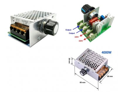 Stmievač a regulátor otáčok pre komutátorové motory do 4000W s krytom