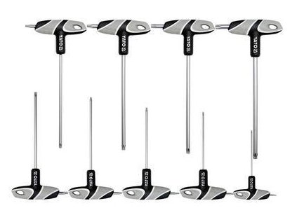 Sada skrutkovačov T TORX s otvorom 9 ks T10 - T50