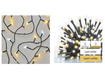 LED vianočná reťaz pulzujúca, 12 m, vonkajšia aj vnútorná, teplá/studená biela