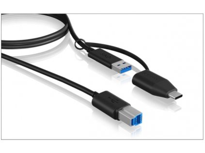 USB kábel USB 3.2 Gen1 (USB 3.0 / USB 3.1 Gen1) USB-C zástrčka, USB-A zástrčka, USB-B zástrčka 1.0m