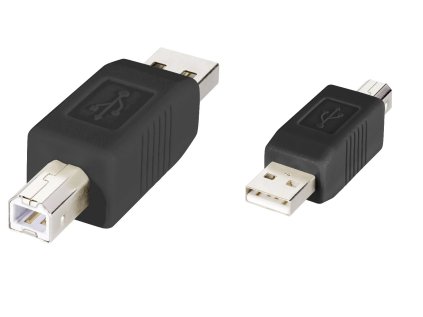 USB adaptér 1x USB 2.0 zástrčka ⇔ 1x USB 2.0 zástrčka B, čierna, pozlátený