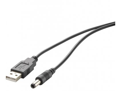 Napájací kábel USB USB 2.0 USB-A zástrčka, DC zástrčka 5,5 mm 1.00 m čierna pozlátené kontakty RF-40