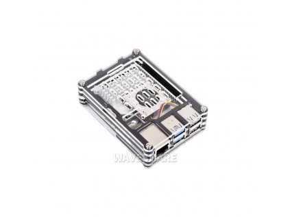 Transparent and Black Acrylic Case for Raspberry Pi 5, Supports installing Official Active Cooler