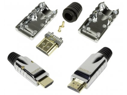 HDMI konektor vidlica na kábel priama strieborná/G
