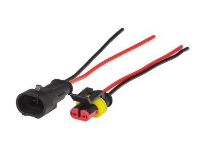 Vodotesný konektor 2-vodičový. Zaťaženie konektora 24V, 14A. Dĺžka káblov 10 cm 1pár