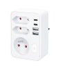 Solight rozbočovač 1x 16A + 2x 2,5A, 2xUSB A+C rychlonabíjačka 20W PD, biely, vypínač