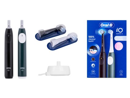 Braun Oral-B iO Series 2 +1 Dva elektrické zubní kartáčky Černá, Zelená