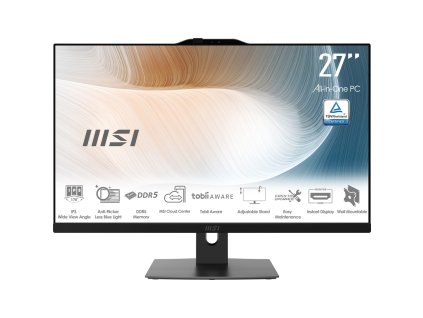 MSI Modern AM272P 1M-848EU All-in-One počítač/pracovní stanice Intel Core 5 120U 68,6 cm (27") 1920 x 1080 px All-in-One PC (vše v jednom) 8 GB DDR5-SDRAM 512 GB SSD Windows 11 Pro Wi-Fi 6E (802.11ax) Černá