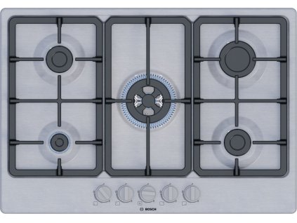 Bosch Serie 4 PGQ7B5K90 varná deska Nerezová ocel Vestavěné 75 cm Plynový 5 zóna/zón