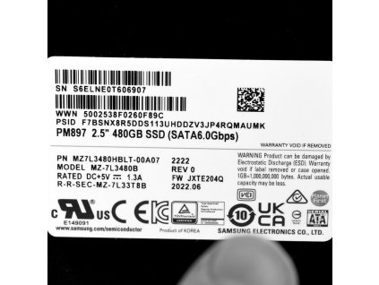 SSD Samsung PM897 480GB SATA 2.5" MZ7L3480HBLT-00A07 (DWPD 3)