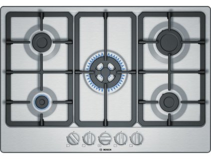 Bosch Serie 4 PGQ7B5B90 varná deska Nerezová ocel Vestavěné 75 cm Plynový 5 zóna/zón