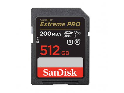 Paměťová karta SANDISK EXTREME PRO SDXC 512GB 200/140 MB/s UHS-I U3 (SDSDXXD-512G-GN4IN)