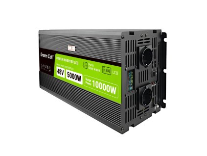 Green Cell Przetwornica napicia PowerInverter LCD 48 V 5000W/10000W Przetwornica samochodowa z wywietlaczem - czysty sinus 10 kVA Černá