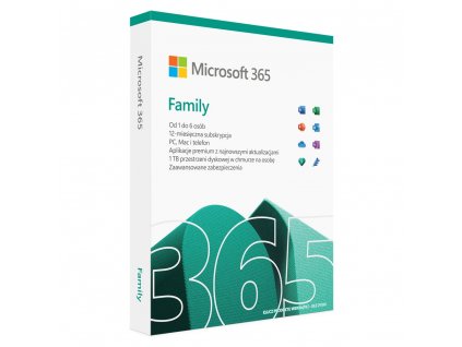 Microsoft 365 Family (6 uživatelů; 12 měsíců; fyzická verze; pro domácnosti; Polsko) (6GQ-01593)