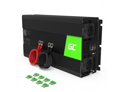 Green Cell INV19 zdroj/transformátor Auto 1500 W Černá