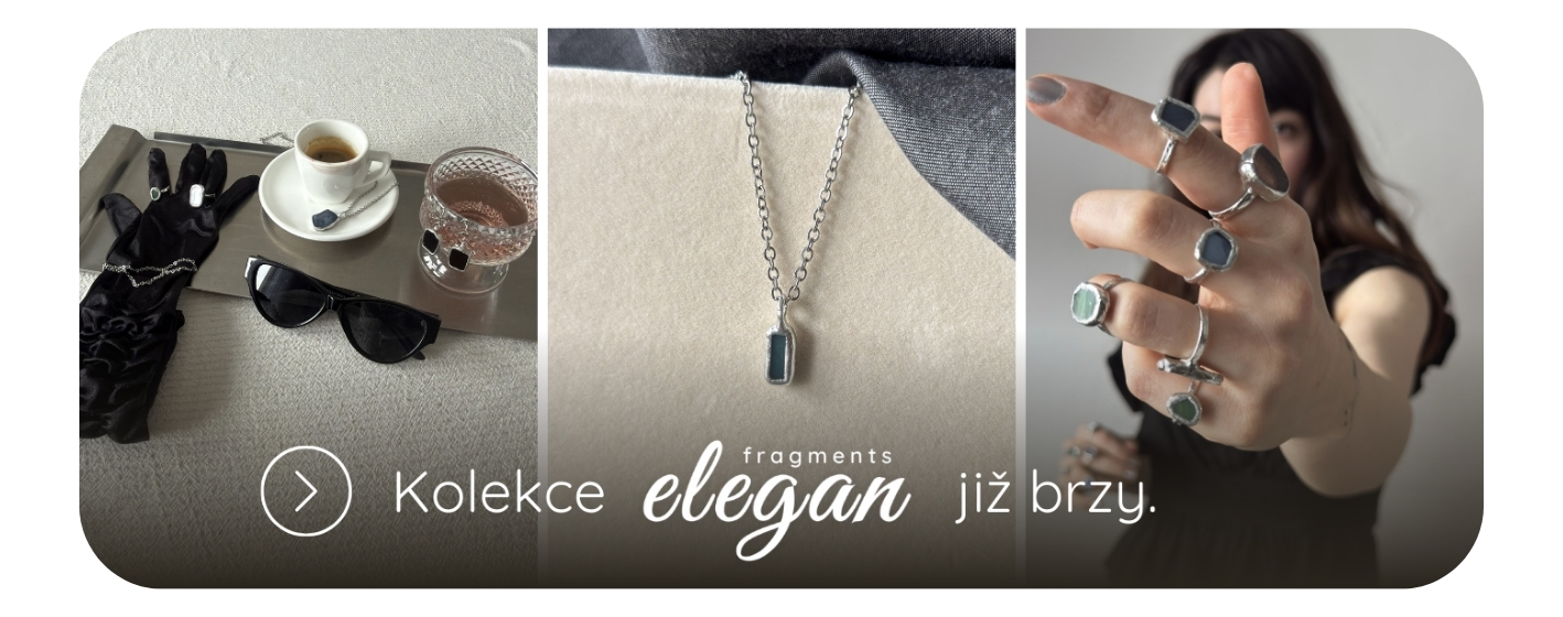 Elegantní designové šperky z cínu a skla. Ručně vyrobené šperky.