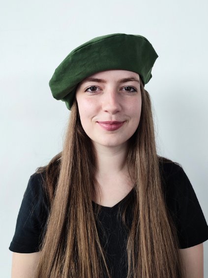 Oboustranný baret z bavlny - khaki a černá