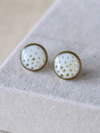 Pecky - bílá a zlatá puntíky 1 cm