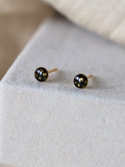 Mini pecky - černá a zlatá puntíky 0,4 cm