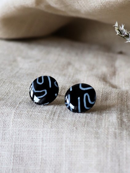 Pecky - kolečko černá Počmáraná 1,4 cm