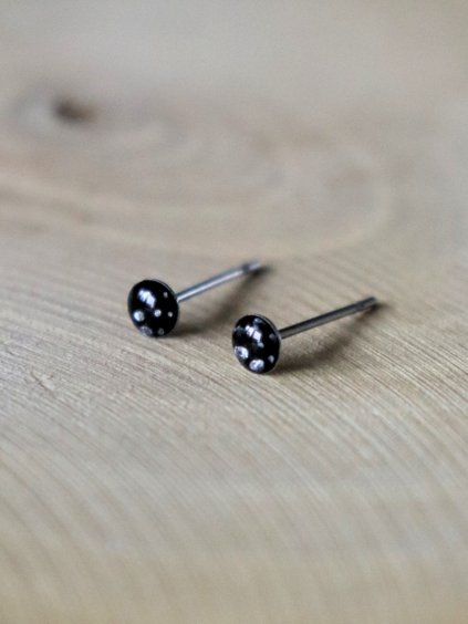 Mini pecky - černá a stříbrná puntíky 0,4 cm