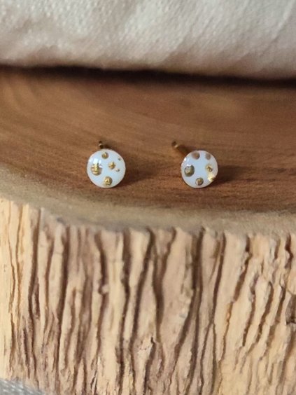 Mini pecky - bílá a zlatá puntíky 0,4 cm