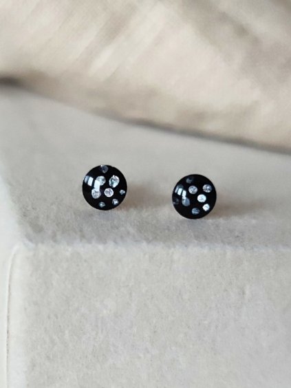 Pecky - černá a stříbrná puntíky 0,6 cm