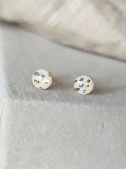 Pecky - bílá a zlatá puntíky 0,6 cm