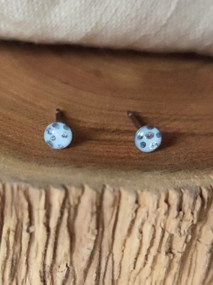 Mini pecky - bílá a stříbrná puntíky 0,4 cm