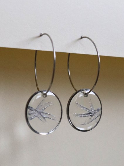 Velké visací náušnice - průhledná a stříbrná tahy