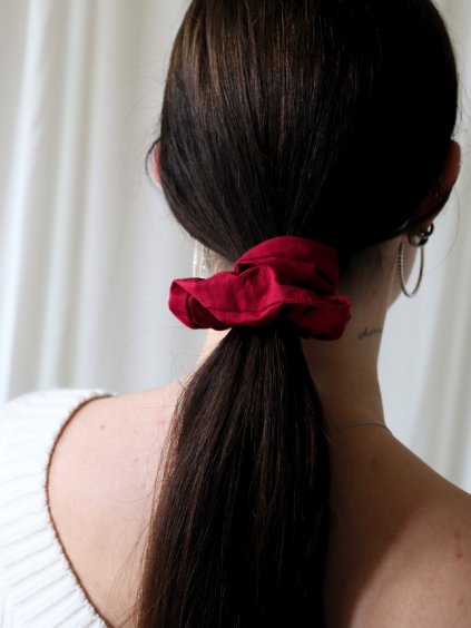 Scrunchies látková gumička - červená