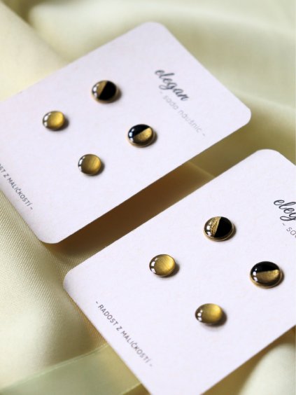 Sada náušnic - černá a zlatá půlená