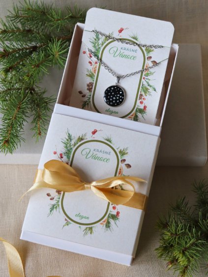 Vánoční balíček - náhrdelník stříbrná puntíky