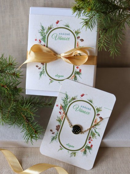 Vánoční balíček - náramek zlatá puntíky