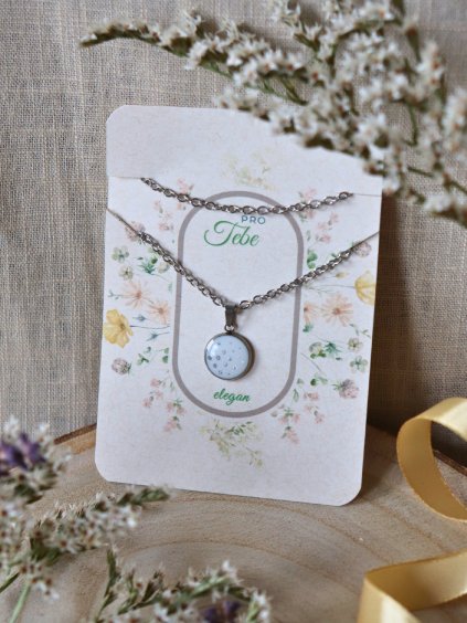 Dárkový balíček - náhrdelník stříbrná a bílá puntíky