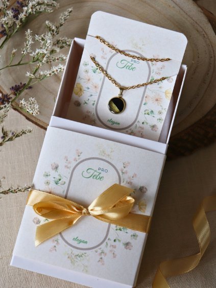 Dárkový balíček - náhrdelník černá a zlatá půlená