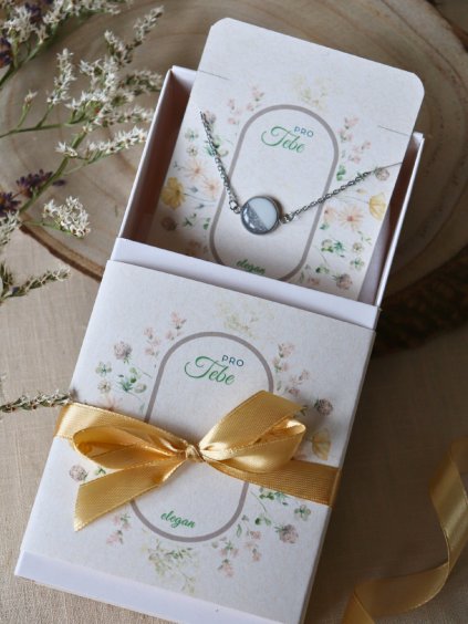 Dárkový balíček - náramek stříbrná a bílá půlená