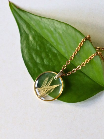 Náhrdelník větší - průhledná a zlatá tahy