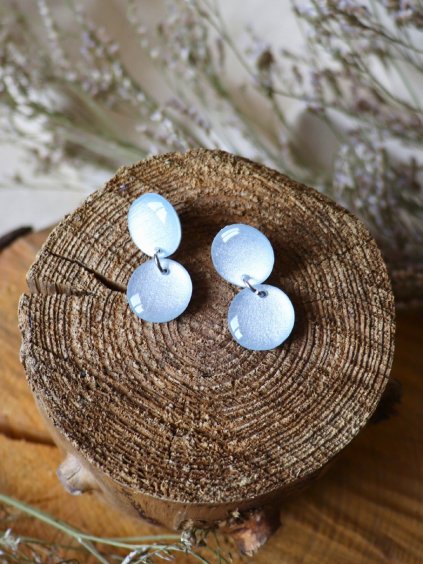 Visací náušnice - 2 kolečka stříbrná