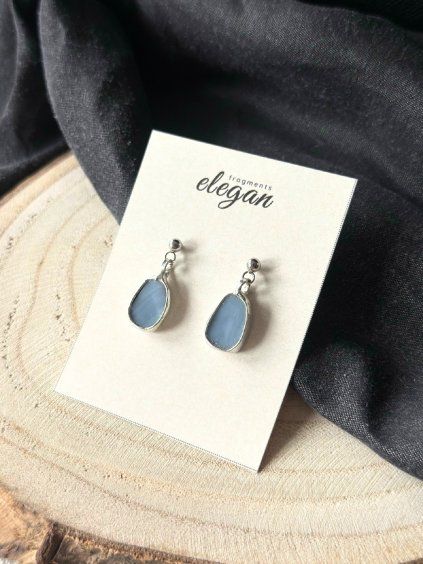 Cínové visací náušnice - světle modrá