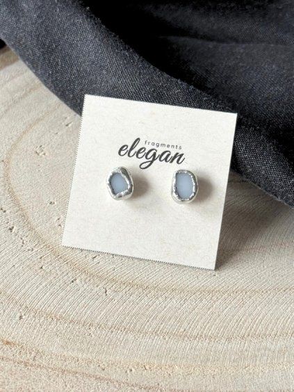 Cínové náušnice pecky - bílá