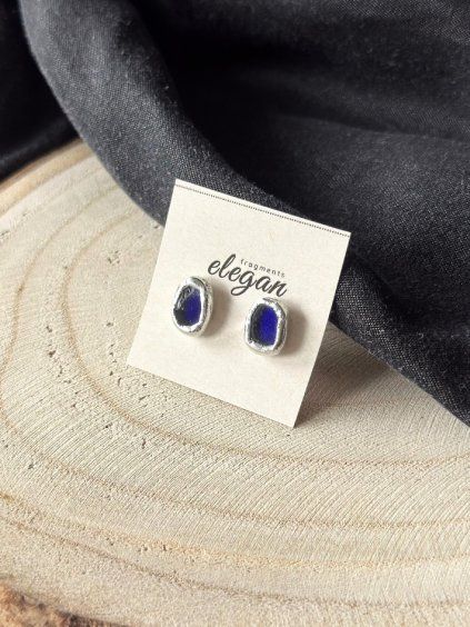 Cínové náušnice pecky - modrá