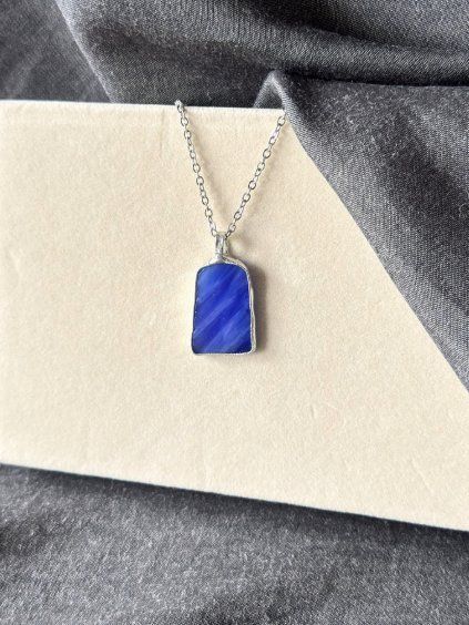 Cínový náhrdelník - modrá